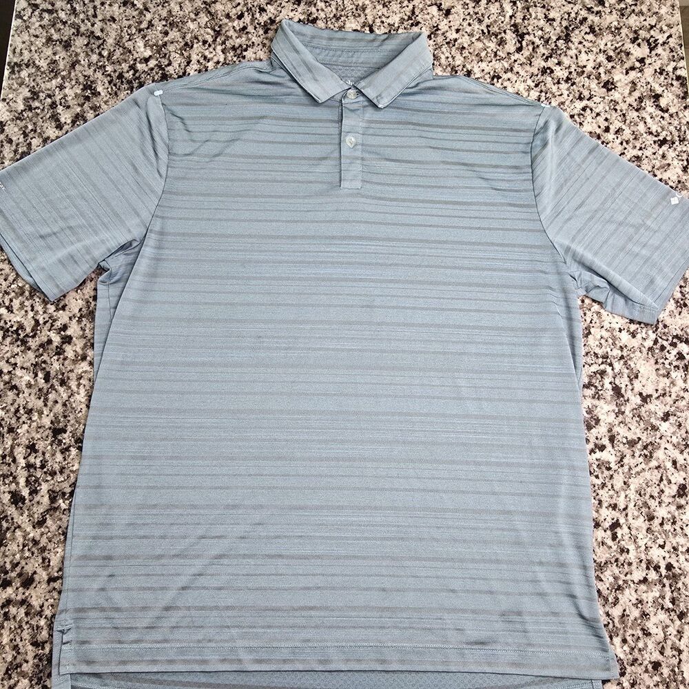 Columbia Golf Men's XL Blue Striped Performance Polo Omni-Feeeze